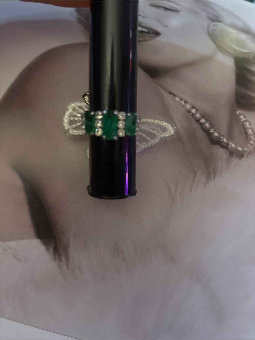 Dior Green Crystal and Clear Accent Ring